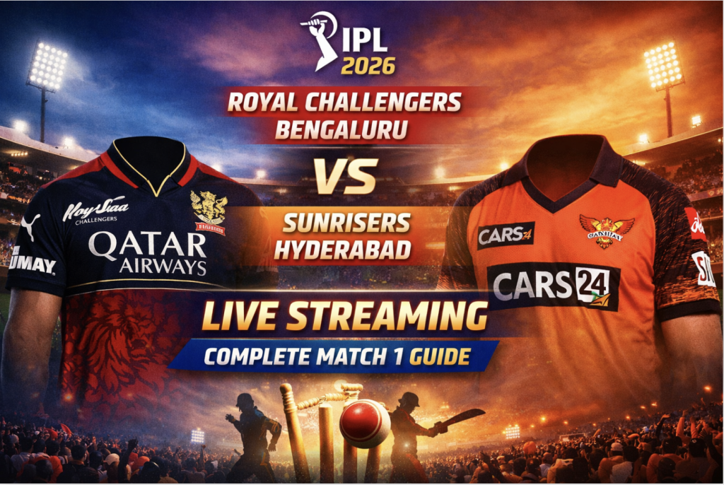 RCB vs SRH Live Streaming IPL 2026 – Watch Live with Chennai Book